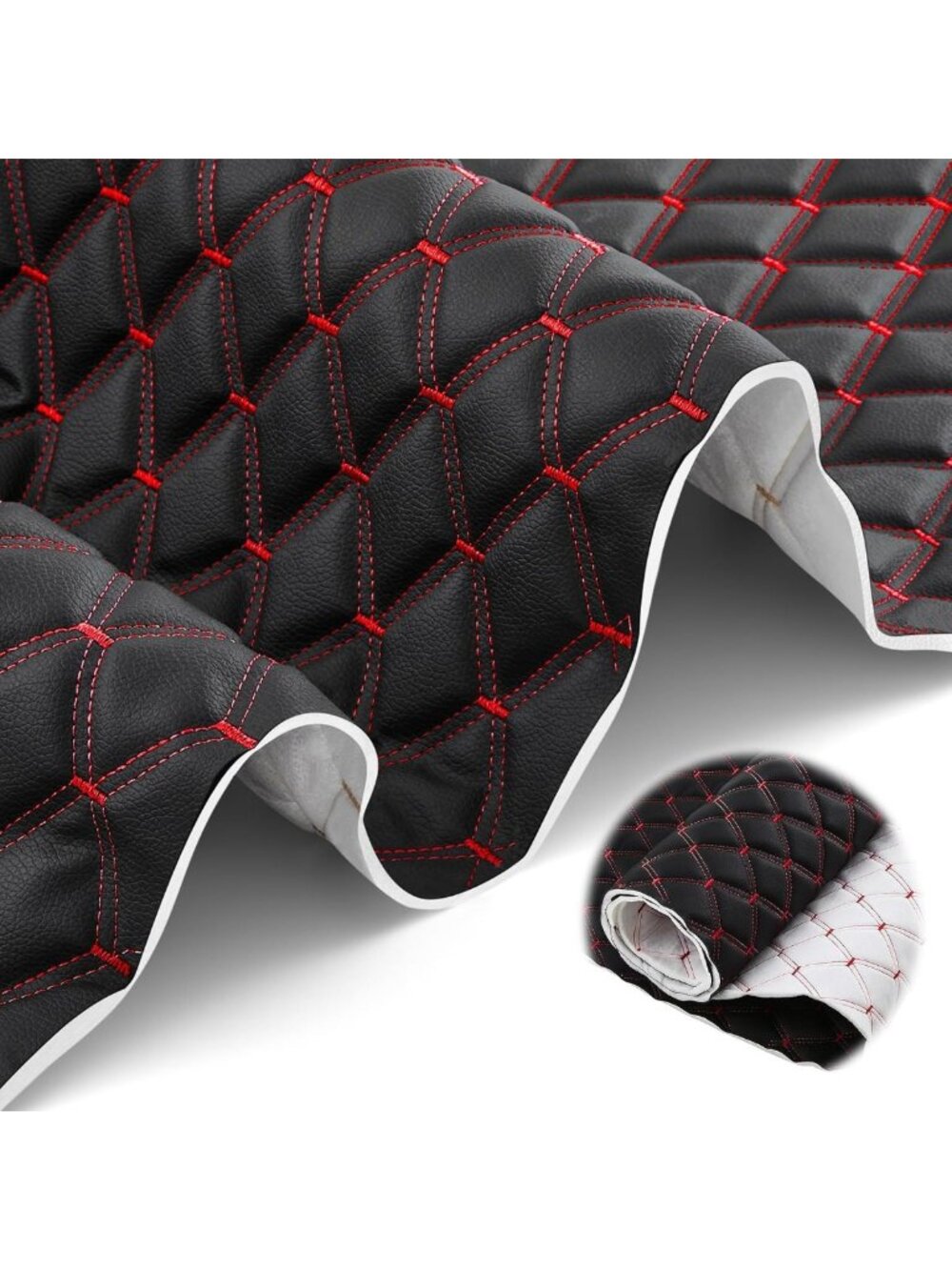 Diamond Quilted Vinyl Headliner Fabric - Faux Leather Upholstery Material 55